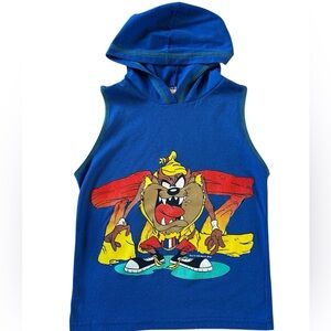 Vintage 1993 Taz Hoodie Tank Youth M 5/6 Warner Bros Blue